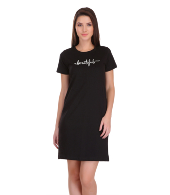 Tees World Beutiful Graphic Printed Tshirt Dress For Women |100% Cotton