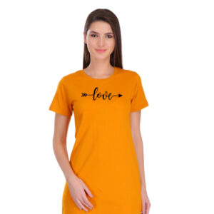 Tees World Love Graphic Printed Tshirt Dress For Women |100% Cotton