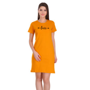 Tees World Love Graphic Printed Tshirt Dress For Women |100% Cotton