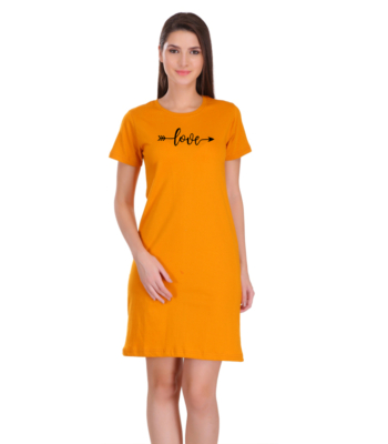 Tees World Love Graphic Printed Tshirt Dress For Women |100% Cotton