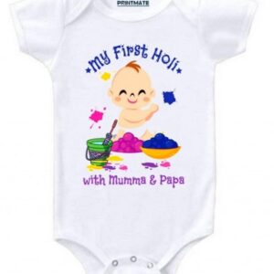 My First Holi With Mumma And Papa Baby Romper