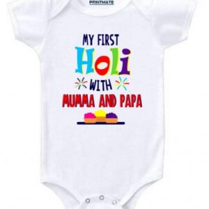 My First Holi With Mumma And Papa Baby Romper