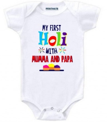 My First Holi With Mumma And Papa Baby Romper