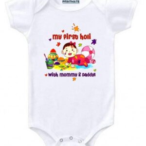 My First Holi With Mommy And Daddy Baby Romper