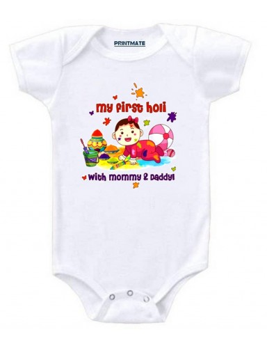 My First Holi With Mommy And Daddy Baby Romper