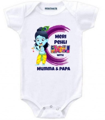 Meri Pehli Holi With Mumma And Papa Long Sleeve Cotton Baby Romper And Onesies