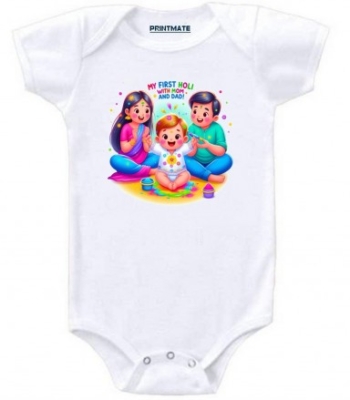 My First Holi With Mom And Dad Cotton Baby Unisex Romper