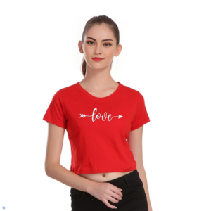 Tees World Love Graphic Printed Crop Top For Women |100% Cotton