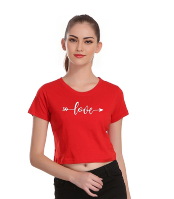 Tees World Love Graphic Printed Crop Top For Women |100% Cotton